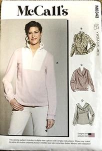 McCall's Pattern M8343  Misses Pull-Over Knit Tops    Sizes:  XSmall - Medium - Picture 1 of 2