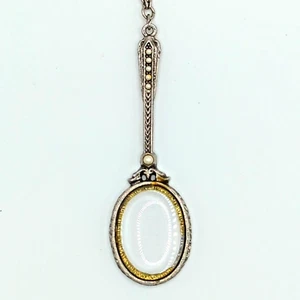 Vintage | Collana con ciondolo lente di ingrandimento Art Nouveau | manico perla ovale - Foto 1 di 6