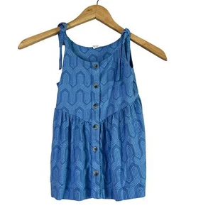 KATE QUINN Girls Tie Strap Tank Top Blue Deco 5Y - Picture 1 of 4