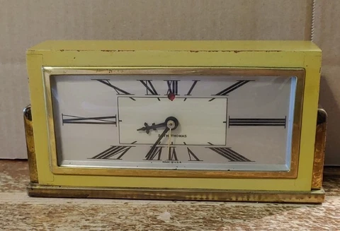 Vintage Seth Thomas Yellow Clock Baxter-E Model #E029-000/"WORKS" Cover