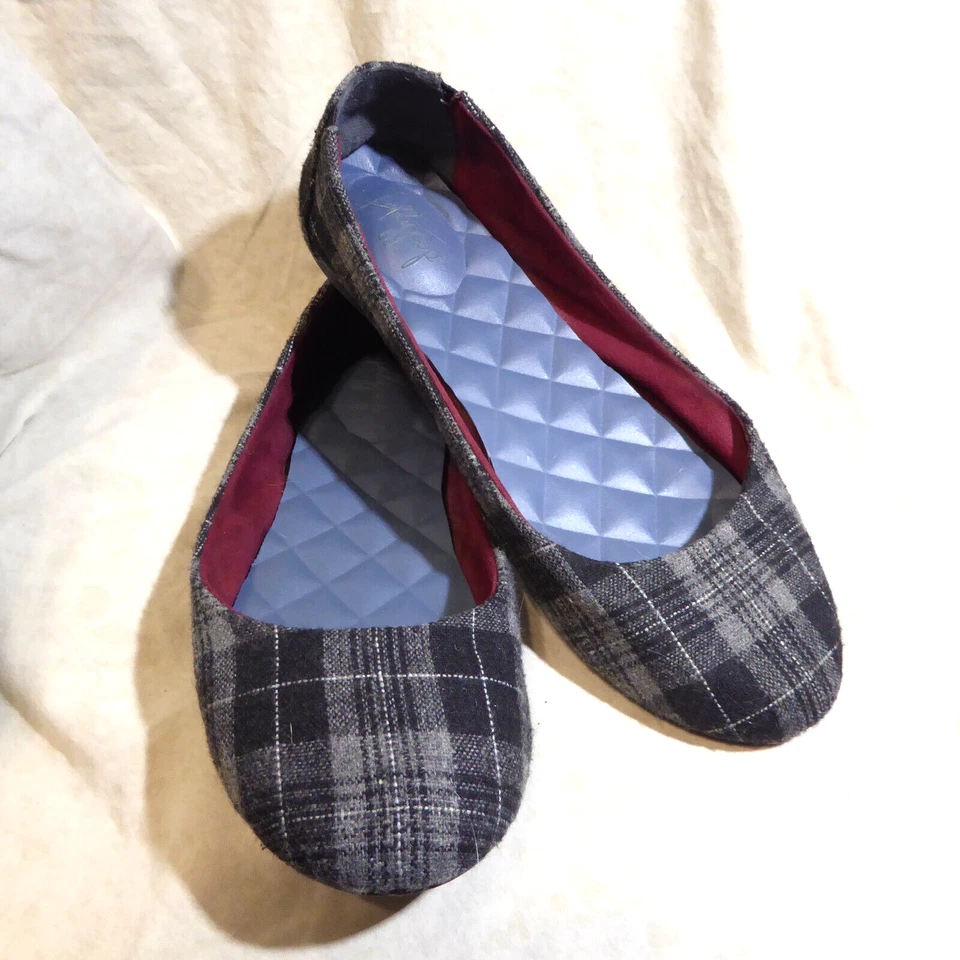 🩰 Классические балетки Jellypop размер 10 M серая клетчатая ткань; мягкие стельки - Изображение 1 из 4