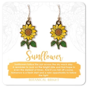 Sunflower Dangle Earrings by Botanical Bright 1" Tall Gold Tone - Picture 1 of 4