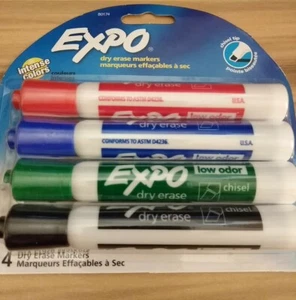 EXPO ~ 4er-Pack verschiedene Keilspitzen geruchsarme trocken abwischbare Marker - Bild 1 von 2