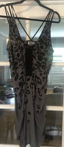 HUSSY Strappy Beaded Animal Print Cocktail Dress Size 12 EUC - Picture 1 of 7
