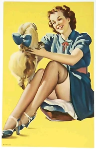 WWII Ära Lithographie Peek A Knees Gil Elvgren für Louis F Dow Litho in USA 1940er - Bild 1 von 4