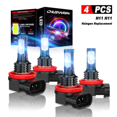 4x LED Headflight For Can-Am Defender HD5 HD8 HD10 Combo Bulbs H11+H11 Light Kit - Image 1 of 4
