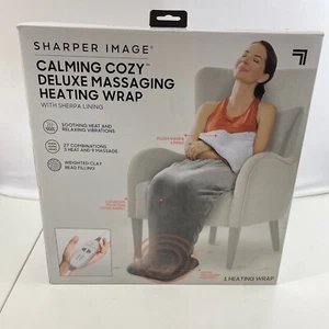 Sharper Image Calming Cozy Deluxe Massaging Heating Wrap BLUE w/ Sherpa Lining - Picture 1 of 9