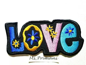 EMBROIDERED LOVE HIPPIE IRON ON SEW PATCH FOR JEANS JACKET BAG 10 x 4.5 cm appx - Foto 1 di 2
