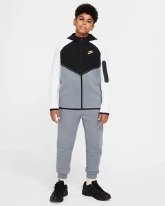 Nike Tech Fleece Full Tracksuit Older Kids' Black White Grey XL New - Picture 1 of 15