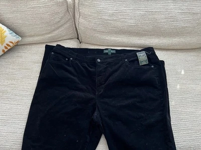 Pantalones de terciopelo negros para mujer Lauren Ralph Lauren talla 22W pierna recta nuevos con etiquetas Foto 1 de 4