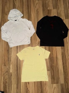 Polo Ralph Lauren ragazzo taglia 7 lotto felpa con cappuccio bandiera maglietta rossa a quadri - Foto 1 di 10