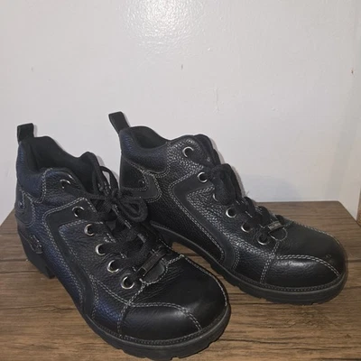 Botas chukka Harley Davidson Tyler con cordones 84283 cuero negro para mujer 9,5 Foto 1 de 4