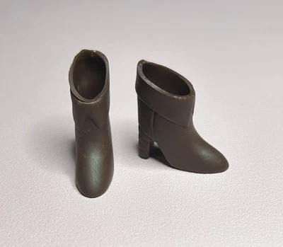 Vintage *Barbie* Shoes: Dark Brown Squishy Booties High Heels, Fashion Fever - Image 1 of 4