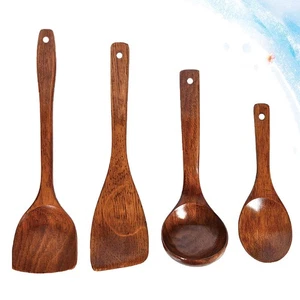  Cucchiaio zuppa in legno 4 in 1 retrò pratico spatola servizio cibo scoop cucina - Foto 1 di 11