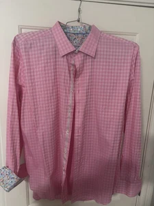 Bugatchi Comfort Casual Shirt Men's XXL Shaped Fit Pink Print - Picture 1 of 3