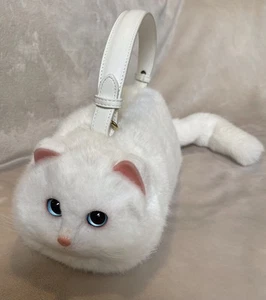 Maotaimeng Handmade Cat Handbag In White. Realistic Cat Bag With Zipper On Top - Picture 1 of 8