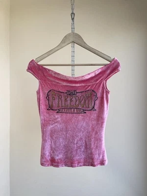 Top de Colección Dolce & Gabbana Terciopelo Rosa Estampado Hombro Descubierto S90 Freedom Talla S Foto 1 de 4