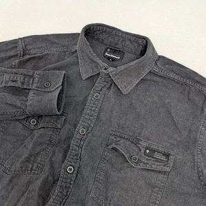 Camicia uomo Black Diamond Denim spina di pesce flanella con bottoni XL nero difetto - Foto 1 di 10