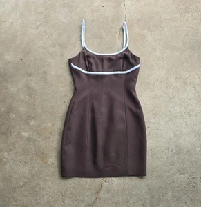 Vintage 90s Y2k Bebe Office Sirene Dainty Empire Mini Dress Deadstock 8 Nwt - Bild 1 von 5