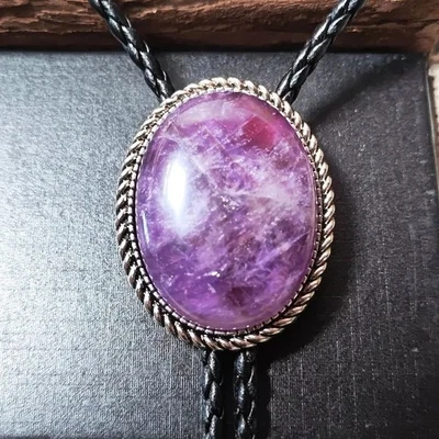 复古紫水晶 Bolo 领带男式婚礼项链西部牛仔刀 — 第 1/4 张图片