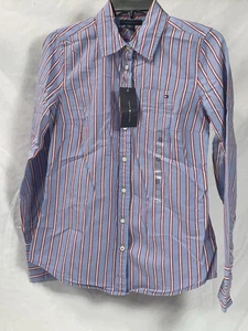 Tommy Hilfiger WOMEN SLIM Fit Long Sleeve Shirt BLUE/RED/WHITE SIZE XS - Picture 1 of 8