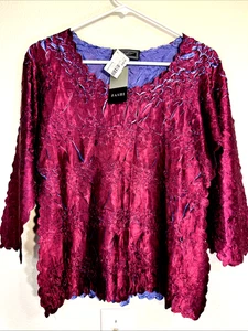 Blusa Top Zashi Mangas 3/4 Orgami Talla S/M Berry Periwinkle Nueva con Etiquetas - Imagen 1 de 8
