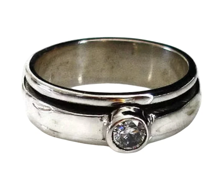 Zircone Cubico Spinner Anello 925 Argento Sterling Fascia Misura 10 US per - Immagine 1 di 4