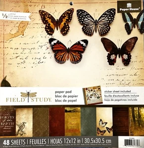 The Paper House “Field Study” 12 x 12 Paper Pad — 48 Sheets + Stickers - Picture 1 of 2