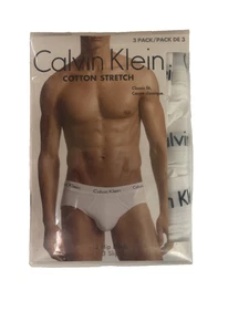 Calvin Klein 3-Pack Men's Cotton Stretch Classic Fit Hip Briefs White - Picture 1 of 9
