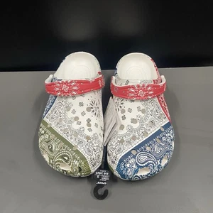 Crocs Classic Bandana Printed Clog Americana Red White Blue 206871 Mens 10 - Picture 1 of 6