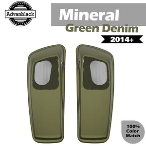 Fits Harley Touring MINERAL GREEN DENIM 6x9" Saddlebag Speaker Lids Audio Cover - Imagen 1 de 7