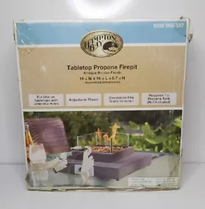 Hampton Bay 14" x 14" x 6.7" 8000 BTU Square Steel Table Propane Pit Fire Bronze - Picture 1 of 2
