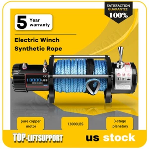 Electric Winch 13000LBS Waterproof Truck Trailer Synthetic Rope Off-Road 4WD - Picture 1 of 11
