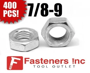 (Qty 400) 7/8-9 Hex Jam (Thin) Nuts Zinc Plated Low Carbon Grade 2 Bulk Box - Picture 1 of 3