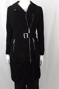 VERONICA DAMIANI SUEDE COAT STYLE V-9351-34 BLACK UK 12 ITL 44 - Picture 1 of 4