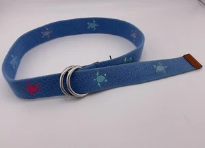 Vineyard Vines Youth Embroidered Turtle Belt Size L - D Ring Cotton - Picture 1 of 6