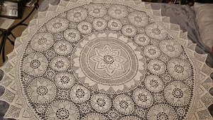 66" Lace Tablecloth White, Beautiful - Picture 1 of 7