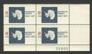 UnUsed United States Postage Block 8 Cent Stamps ANTARCTIC TREATY 1961-1971 - Picture 1 of 2