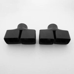 Black Quad Out 3" In Exhaust Tips Stainless Steel Angle Cut Dual Wall Staggered - Picture 1 of 7