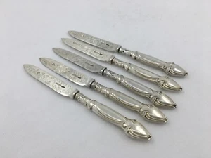 Antique Sterling Silver Art Nouveau Dessert/Fruit Knives Sheffield 1903 - Picture 1 of 12