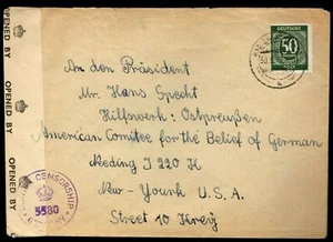 GERMANY CENSORED COVER TO NEW YORK USA(K2741) - Picture 1 of 2
