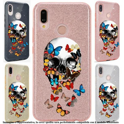 CUSTODIA COVER CASE IN TPU CON GLITTER PER IPHONE TESCHIO E FARFALLE B512 - Immagine 1 di 3
