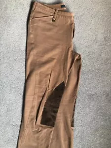 Womens RALPH LAUREN BEIGE BROWN SUEDE KNEES RIDING JODHPUR TROUSERS Size 10 - Picture 1 of 4