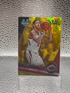 2023-24 Bowman Chrome Sapphire U Yellow REFRACTOR /75 Trevon Brazile Arkansas - Picture 1 of 1