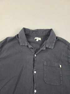 Standard Cloth Shirt Mens Large Black Textured Loop Collar Camp Beach - Picture 1 of 9