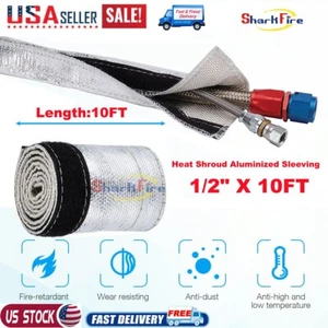 1/2" X 10FT Heat Shroud Sleeve Aluminized Heat Shield Fuel Line Wire Heat Sleeve - Picture 1 of 7