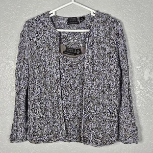 Sigrid Olsen Sweater Set Open Cardigan & Tank Size Petite Medium Silk Blend - Picture 1 of 22