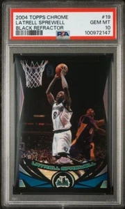 2004 TOPPS CHROME 19 LATRELL SPREWELL BLACK REFRACTOR /500 PSA 10 - Picture 1 of 2