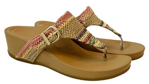 Aetrex Kate Woven Arch Support Cushioned Orthotic Wedge Thong/ Sandals Sz 10 - Picture 1 of 16