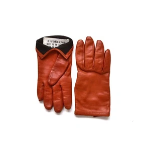 Vintage Womens MAISON MARTIN MARGIELA Gloves Leather Orange Size S - Picture 1 of 9